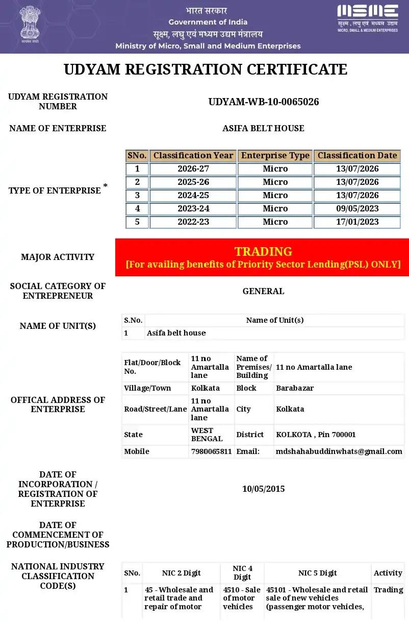 Udyam Certificate
